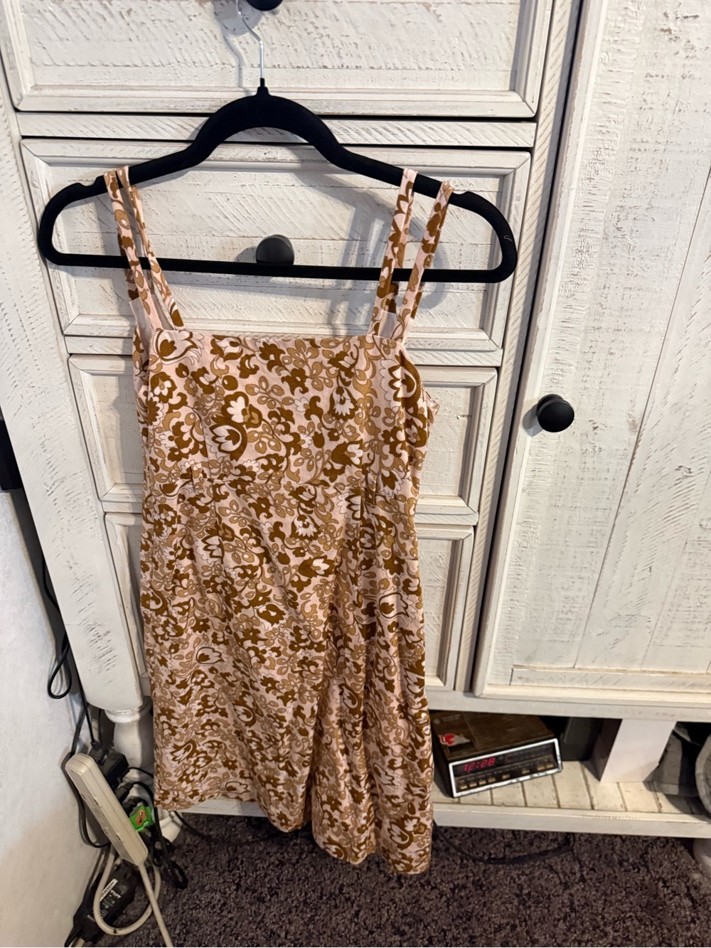 Odille Pink and Brown Floral Square-Neck Mini Dress